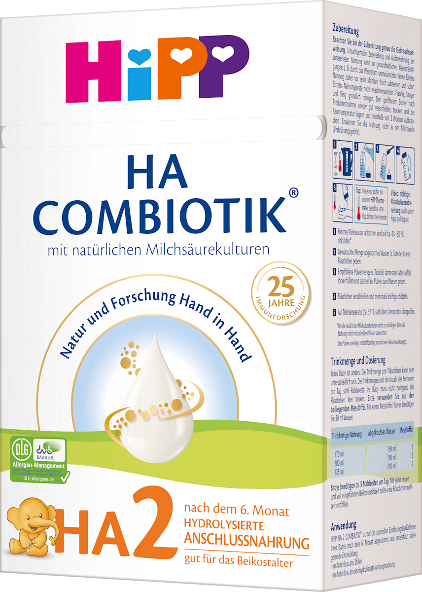 HiPP HA2 Combiotik Hypoallergenic Follow-On Formula, Stage 2 (6+ Months), 21.2 oz
