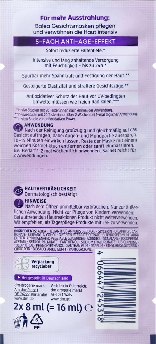 Gesichtsmaske Retinol (2x8 ml), 16 ml