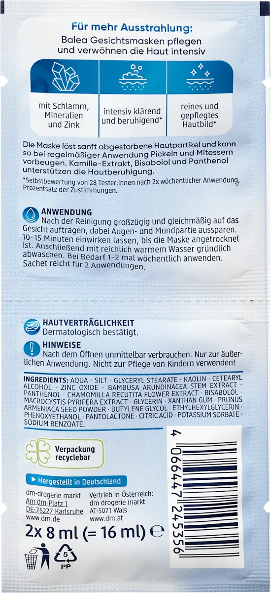 Gesichtsmaske Totes Meer (2x8 ml), 16 ml