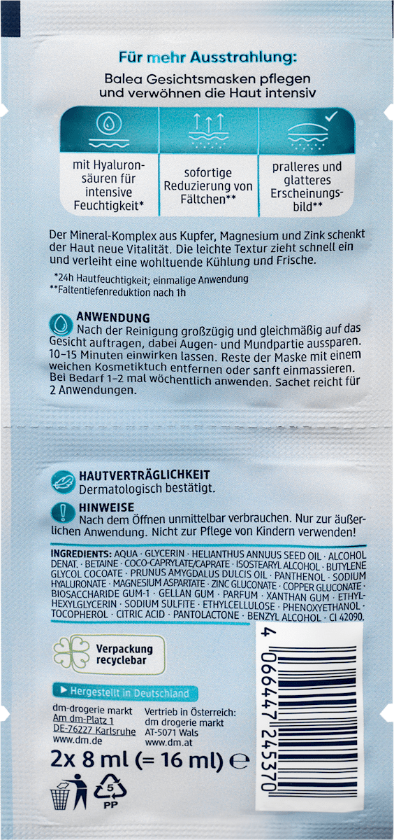 Gesichtsmaske Hyaluron (2x8 ml), 16 ml