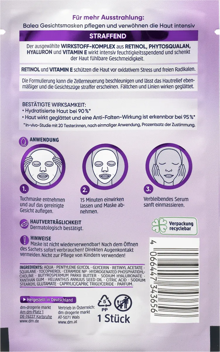 Balea Retinol Sheet Mask (1 Count)