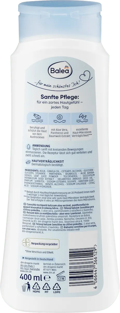 Balea Sensitive Body Balm – Fragrance-Free for Reactive Skin – 13.5 fl oz