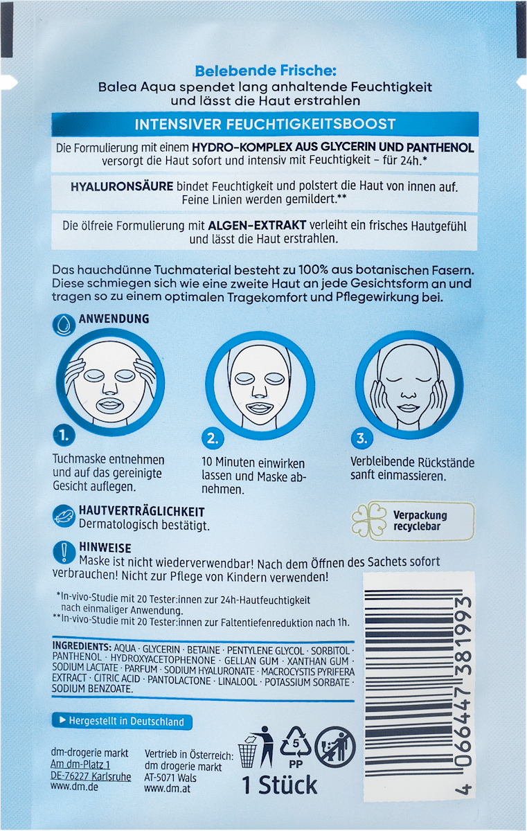 Aqua Hydrating Sheet Mask, 1 Piece