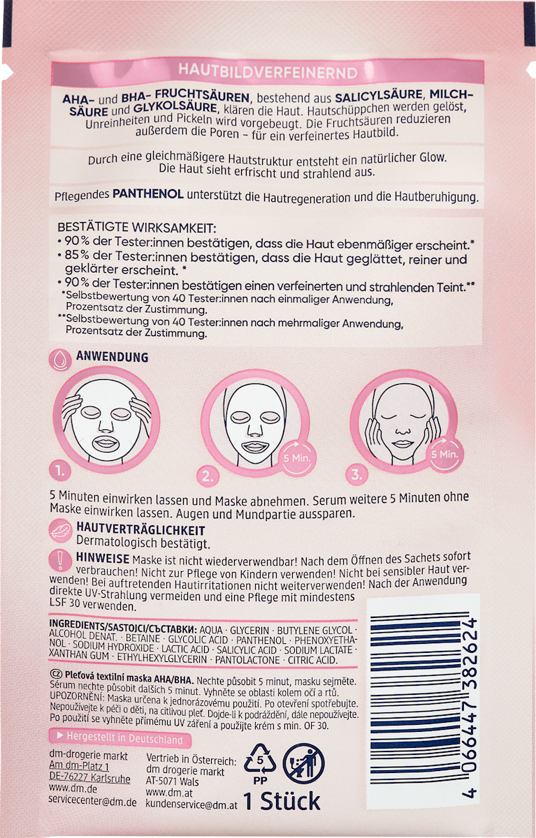 Balea AHA & BHA Exfoliating Sheet Mask (1 Count)