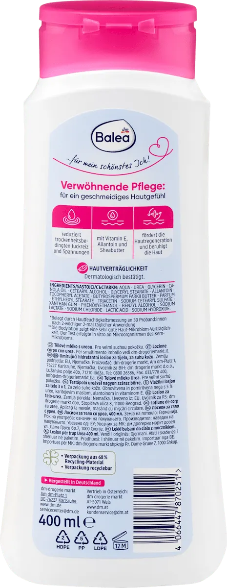 Balea Urea Body Lotion – Intensive Moisture for Dry Skin – 13.5 fl oz