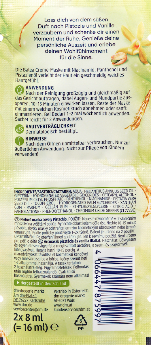 Gesichtsmaske Crememaske Lovely Pistachio, 16 ml