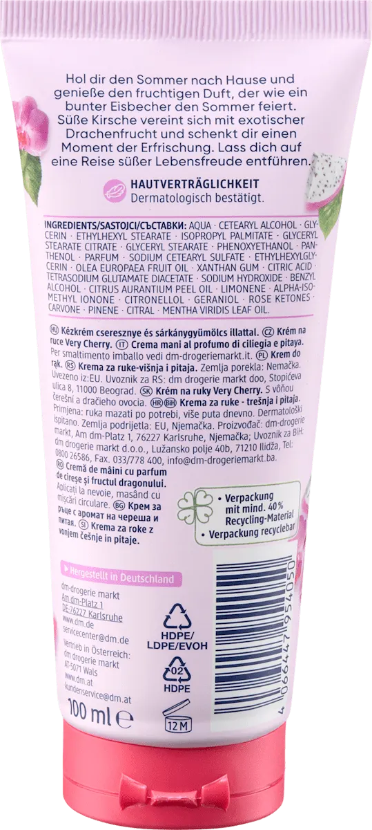 Balea Very Cherry Hand Cream – 3.4 fl oz