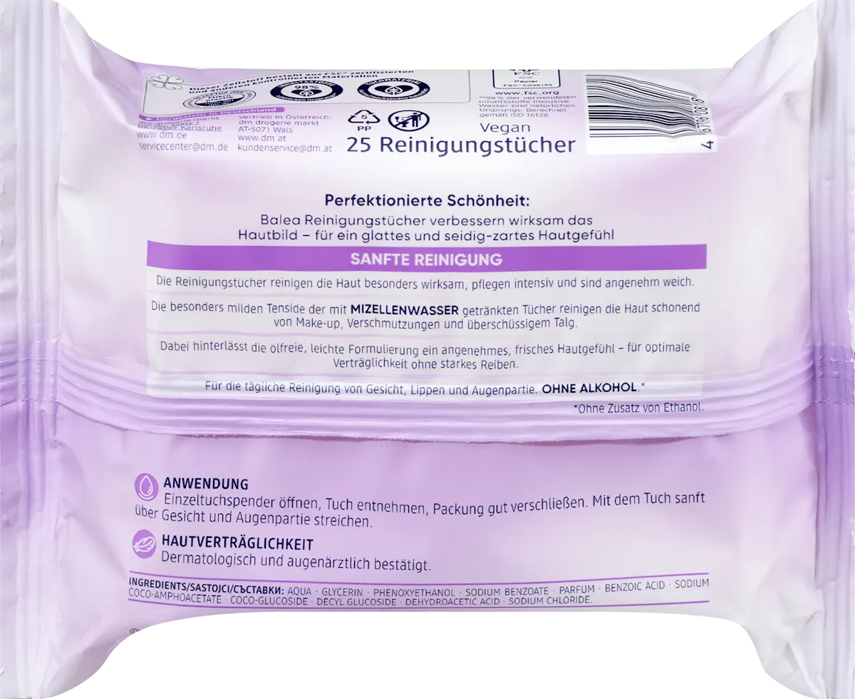Balea Micellar Makeup Remover Wipes (25 Count)