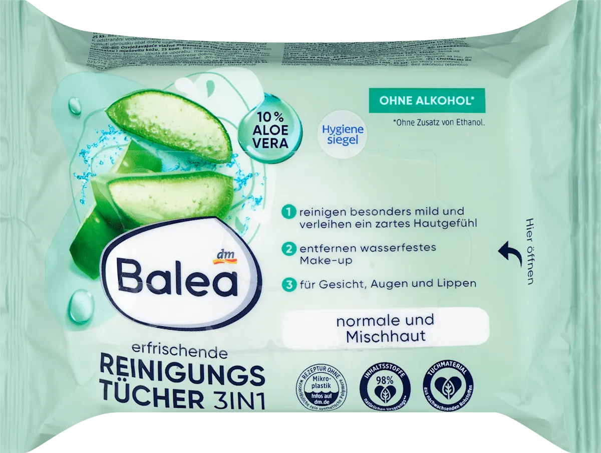 Abschminktücher 3in1 erfrischend, 25 St