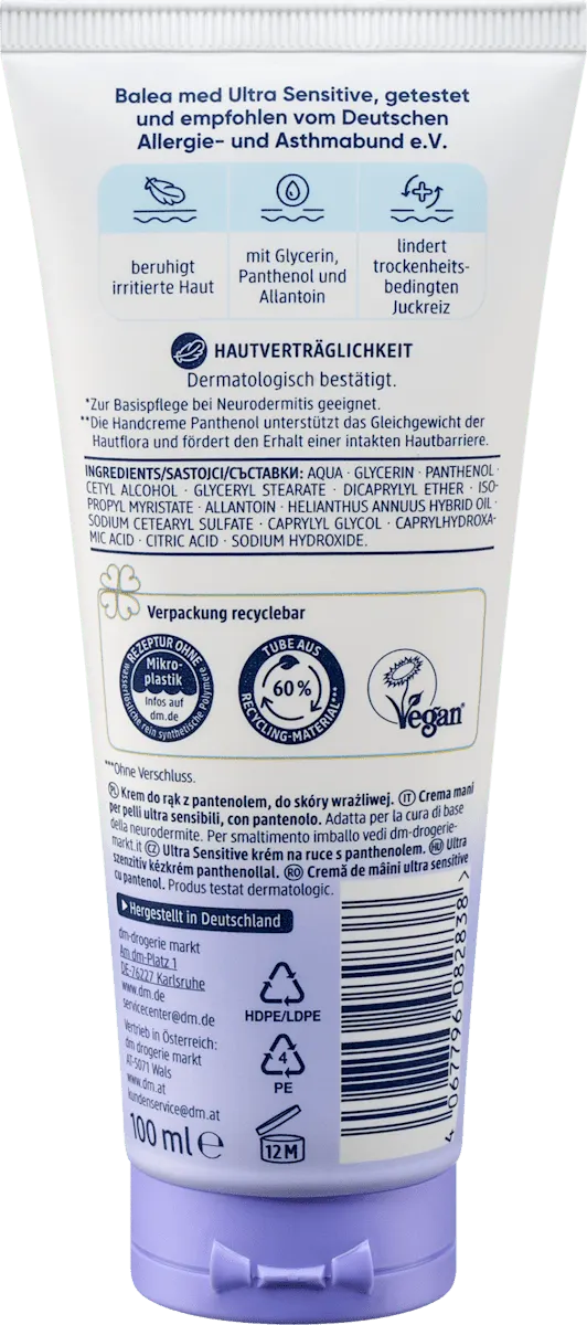 Handcreme Ultra Sensitive, 100 ml