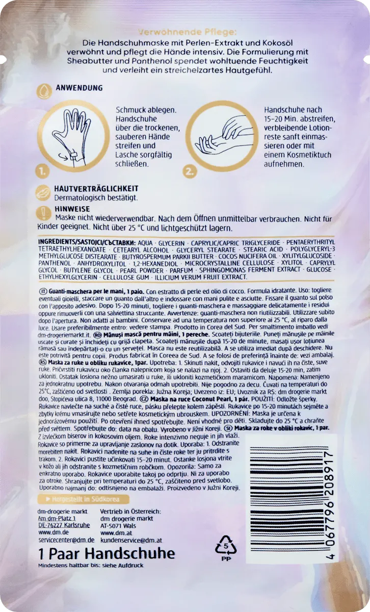 Handschuhmaske Coconut Pearl (1 Paar), 2 St